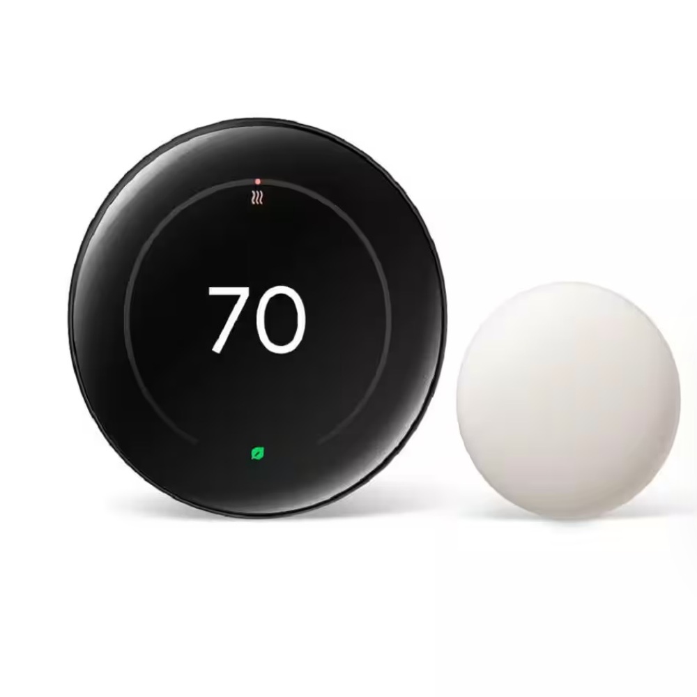 Google Nest Thermostat (Black) with Temperature Sensor